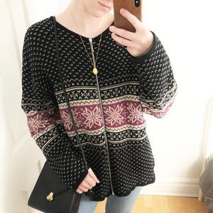 Vintage Fair Isle Knit Patterned Cardigan Sweater
